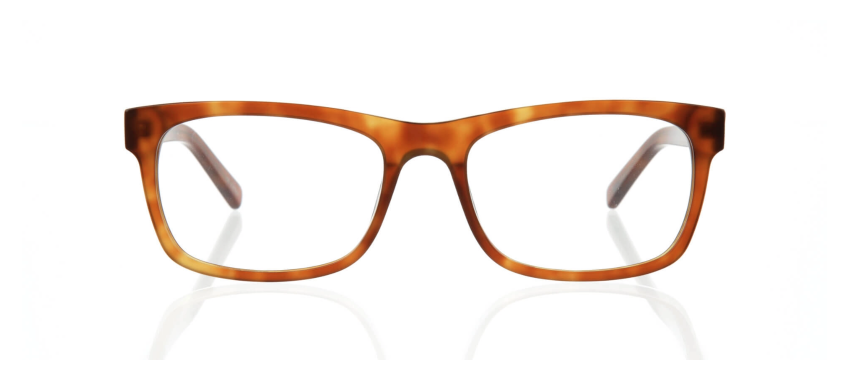 Designer eyeglasses facing forward