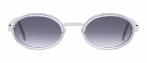 Front view of Oval shape Grey and Silver color eyewear model OME-05 from Andy Wolf